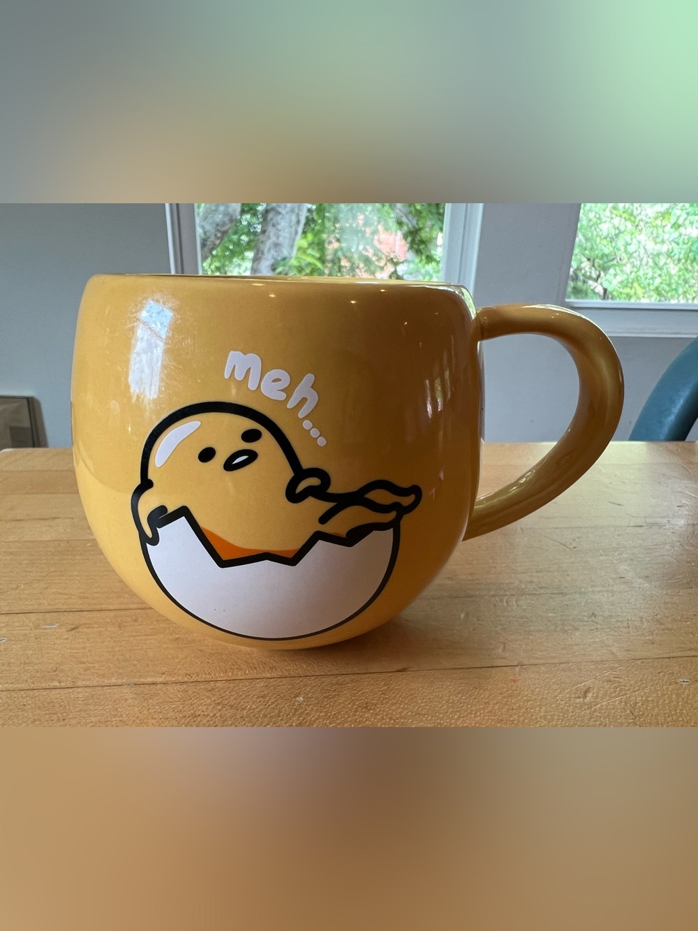 Sanrio Gudetama The Lazy Egg Yellow Coffee Tea Mug “Meh” “Bye” Our Name Is Mud
